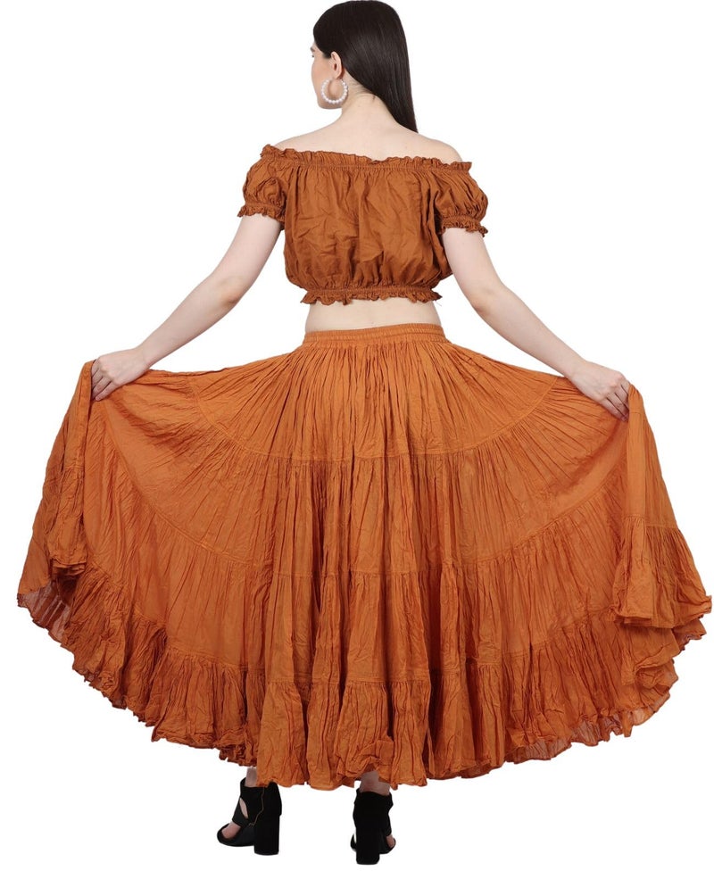 WevezÂ® Women's Plus Size Gypsy 25 Yard Long Flowy Solid Color Renaissance fair Skirt (Copper) - Image 2